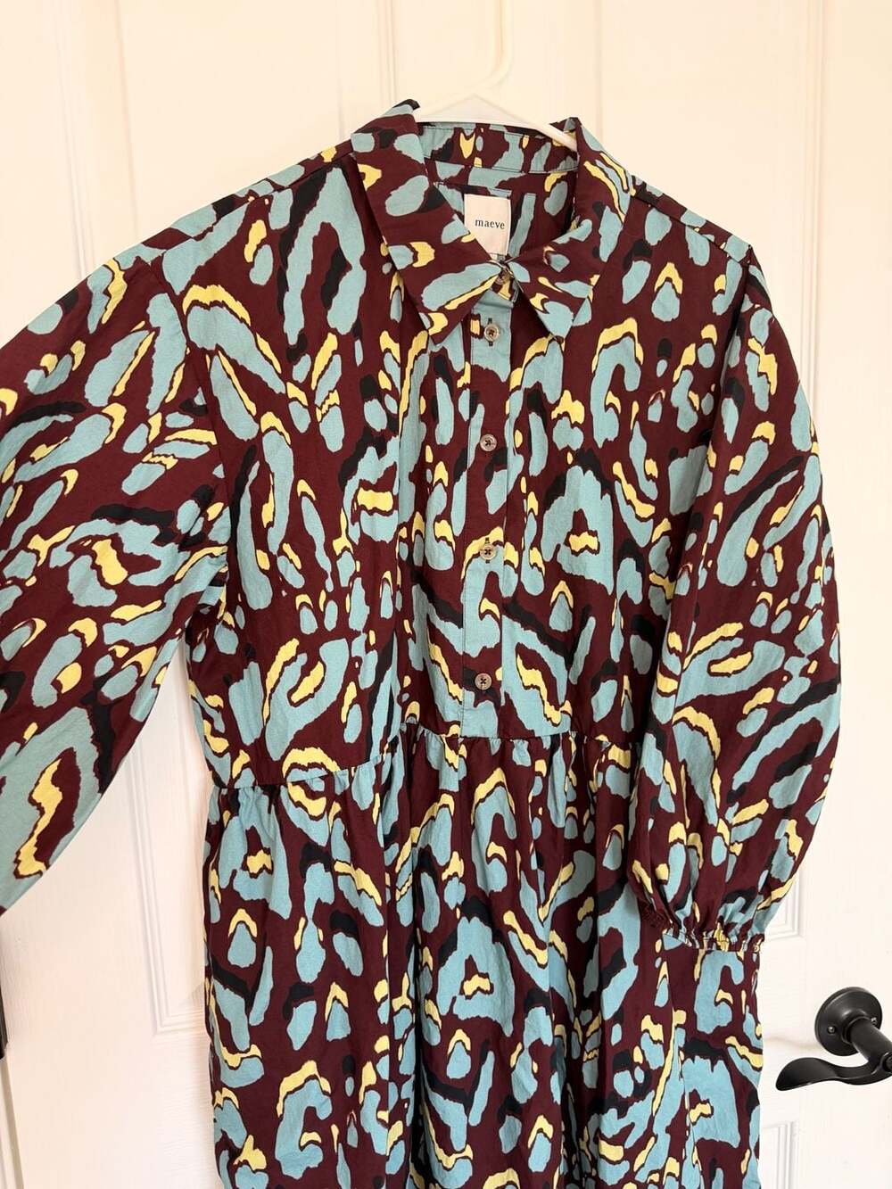 BOGO Maeve Anthropologie The Bettina Tiered Midi Shirt Dress in Abstract Leopard - Picture 3 of 11